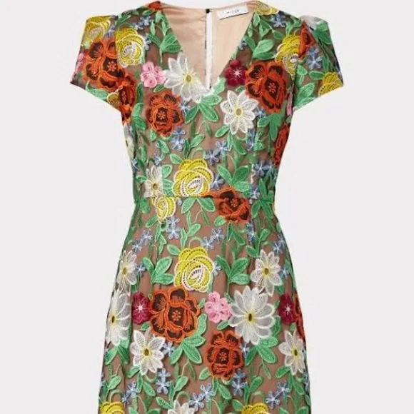 Milly Atalie Embroidered Floral Dress Sz 0